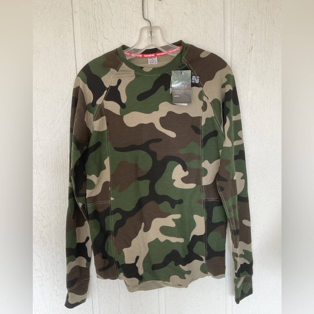 Flag Nor Fail Woodland Camo Long Sleeve T shirt Size XS NWT